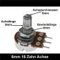 Preview: 22k Ohm Poti Mono log Potentiometer 6mm Achslänge 9mm Drehpotentiometer Regler