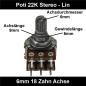 Preview: 22k Ohm Poti Stereo lin Potentiometer 6mm Achslänge 9mm Drehpotentiometer Regler