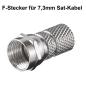 Preview: F-Stecker 7,3mm SAT Stecker Zink-Nickel 10 Stück Koaxstecker