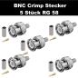Preview: BNC Stecker mit Goldpin RG58U für Koax Kabel 2 - 5 -10 Stück BNC Stecker