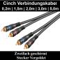 Preview: Cinch Kabel Stereo Veogoldete Stecker 0,2m|1,5m|2,0m|3,0m|5,0m