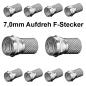 Preview: F-Stecker 4,0mm | 5,2mm | 6,0mm | 6,5mm | 7,0mm | 7,3mm | 8,2mm Zink-Nickel 10 Stück
