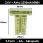 Preview: 3,6V 2200mA Akkupack Mignon T-Form Industrieakku Flat-Top Modelbau