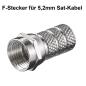 Preview: F-Stecker 5,2mm SAT Stecker Zink-Nickel 10 Stück Koaxstecker