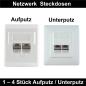 Preview: Netzwerksteckdosen Cat 5e Aufputz / Unterputz 1 - 4 Stück
