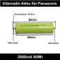 Preview: Haarschneider Akku 2000mA NiMh für Panasonic ER146 | ER147 | ER148 | ER149 ( 2 Stück ) WER148L2508