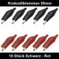 Preview: 5+5 Stück Krokodilklemmen Rot + Schwarz  Isoliert  55mm lang Gesamt 10 Stück