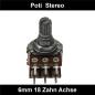 Preview: 500k Ohm Poti Stereo log Potentiometer 6mm Achslänge 9mm Drehpotentiometer Regler