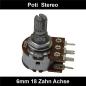 Preview: 500k Ohm Poti Stereo log Potentiometer 6mm Achslänge 9mm Drehpotentiometer Regler