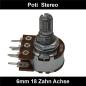 Preview: 500k Ohm Poti Stereo log Potentiometer 6mm Achslänge 9mm Drehpotentiometer Regler