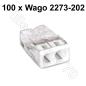Preview: 100 Stück 2fach Wago 2273-302 Compact Steckklemme weiss für 2x 0,5-2,5mm²  Kabelquerschnitt