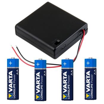Batteriehalter + Batterien 4fach mit Schalter für 4 x Mignon 4,8V / 6V