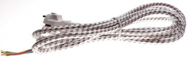 Bügeleisen Anschlußkabel Textil-Leitung  / Stoffkabel 3m Silber / Weiss
