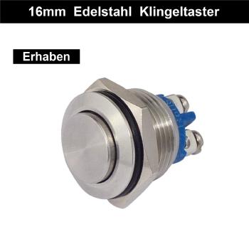 Klingeltaster 16mm Edelstahl Wasserdicht IP65 Taste Erhaben - Rund - Flach - Lang