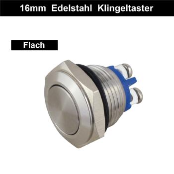 Klingeltaster 16mm Edelstahl Wasserdicht IP65 Taste Erhaben - Rund - Flach - Lang