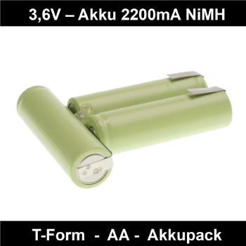 3,6V 2200mA Akkupack Mignon T-Form Industrieakku Flat-Top Modelbau
