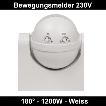 Bewegungsmelder 230V 180 Grad für LED Lampen bis 1200W