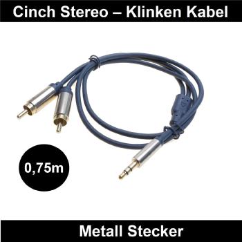 Klinke auf 2x Cinch Verbindungskabel 3,5mm Stereo 0,75m bis 5,0m