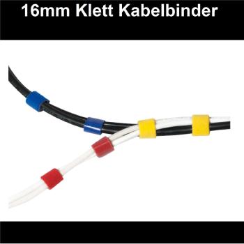 Klettkabelbinder 16mm beiseitig 4m Rot-Schwarz-Blau-Grün-Gelb klettband