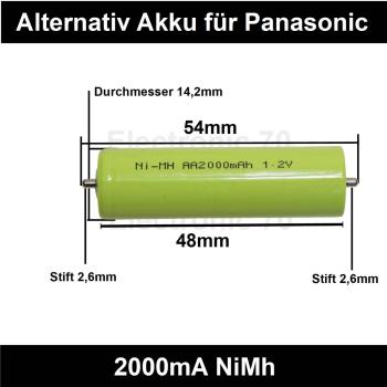 Akku 2000mA NiMh für Panasonic Bartschneider Haarschneider ER-PA10, ER-PA11, ER-121