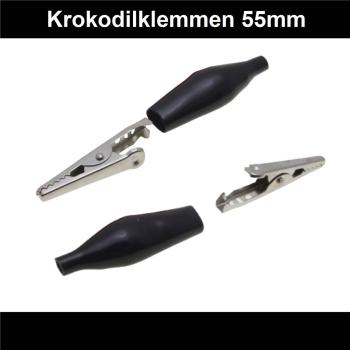 Krokodil Klemme 55mm lang  schwarz isoliert