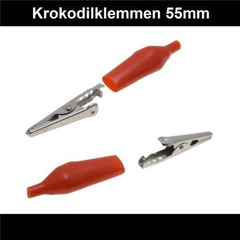 5+5 Stück Krokodilklemmen Rot + Schwarz  Isoliert  55mm lang Gesamt 10 Stück