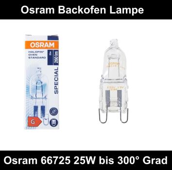 Backofenlampe G9 Halogen Osram Halopin 230V bis 300 Grad 25W