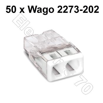 50 Stück 2fach Wago 2273-302 Compact Steckklemme weiss für 2x 0,5-2,5mm²  Kabelquerschnitt