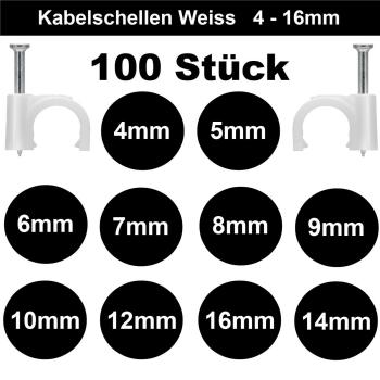 Kabelschellen mit Nagel 100 Stück 4 - 16mm