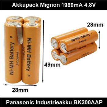 Akku 2,4V - 12V 1980mA NiMH Panasonic Akkupack Industrieakku Flat-Top Modellbauakku Pyramide