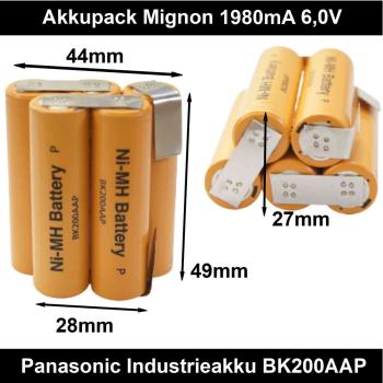 Akku 2,4V - 12V 1980mA NiMH Panasonic Akkupack Industrieakku Flat-Top Modellbauakku Pyramide