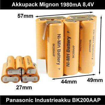 Akku 2,4V - 12V 1980mA NiMH Panasonic Akkupack Industrieakku Flat-Top Modellbauakku Pyramide