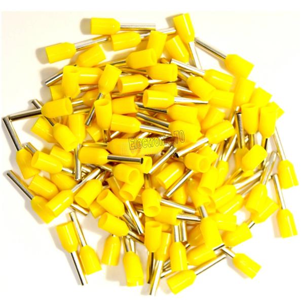 1,0mm² x 14mm Aderendhülsen 100 Stück versilbert gelb Isoliert