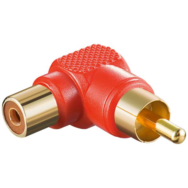 Cinch Winkel Stecker Kunststoff-Rot Vergoldet - Winkel Adapter