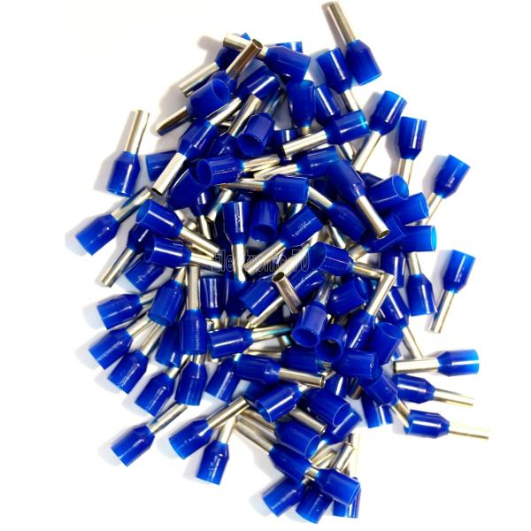 2,5mm² x 17mm Aderendhülsen 100 Stück versilbert blau Isoliert