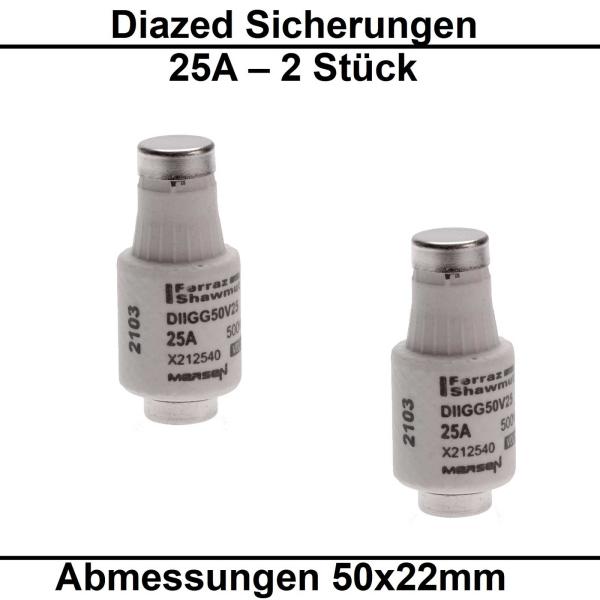 Sicherungen 10 / 5 / 2 Stück Typ Diazed 6A - 63A Typ D2/D3 Haushalssicherungen