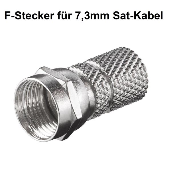 F-Stecker 7,3mm SAT Stecker Zink-Nickel 10 Stück Koaxstecker