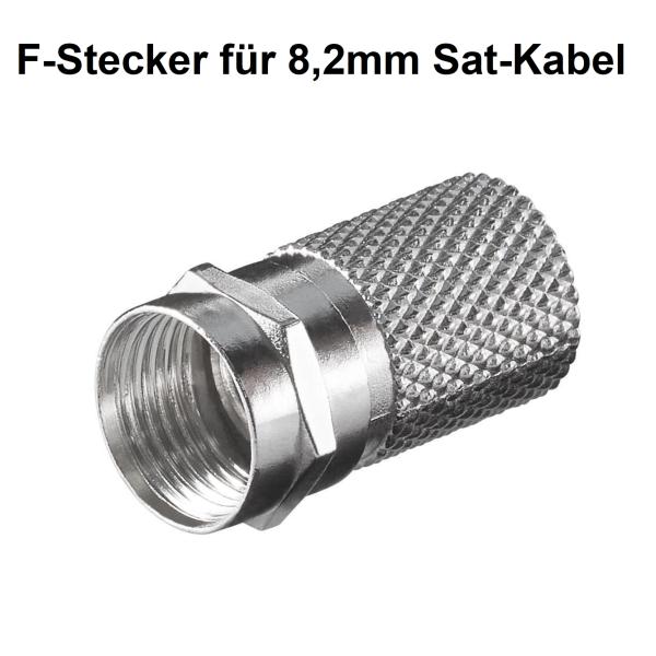 F-Stecker 8,2mm SAT Stecker Zink-Nickel 10 Stück Koaxstecker