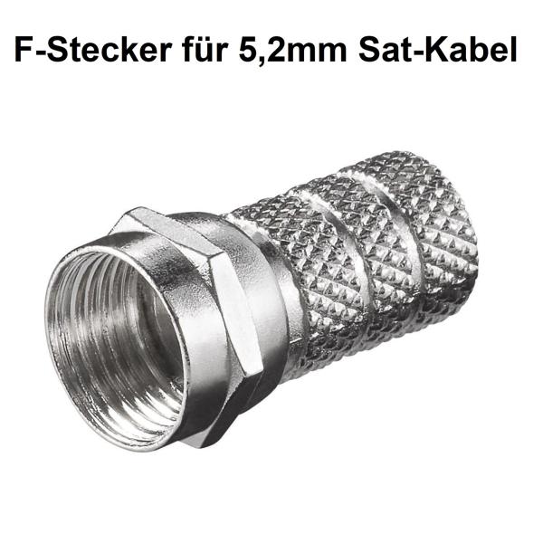 F-Stecker 5,2mm SAT Stecker Zink-Nickel 10 Stück Koaxstecker