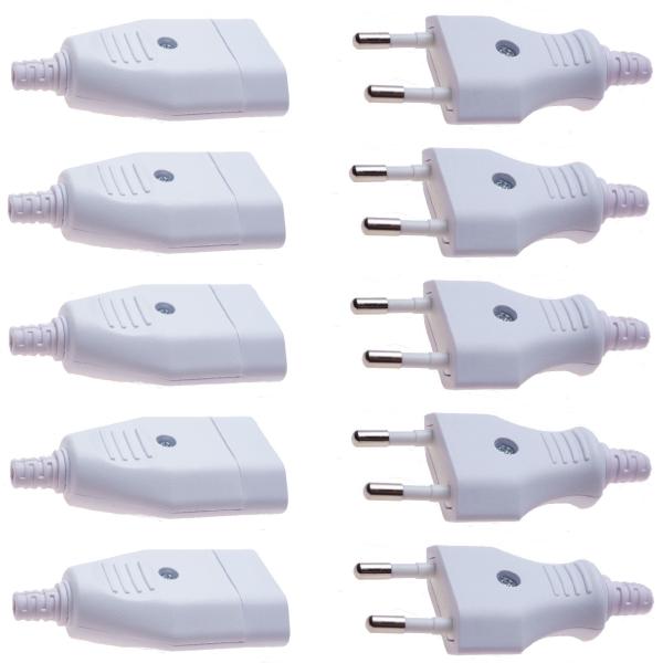 Eurostecker  Eurokupplungen Weiss 5+5 Euro Stecker  Euro Kupplungen10 Teile