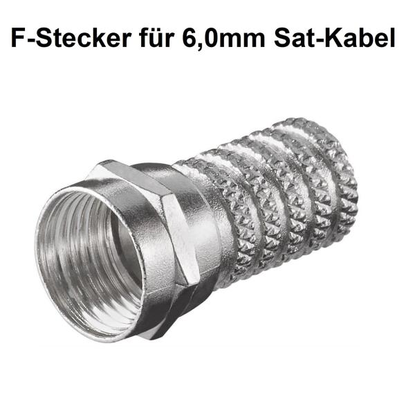 F-Stecker 6,0mm SAT Stecker Zink-Nickel 10 Stück Koaxstecker