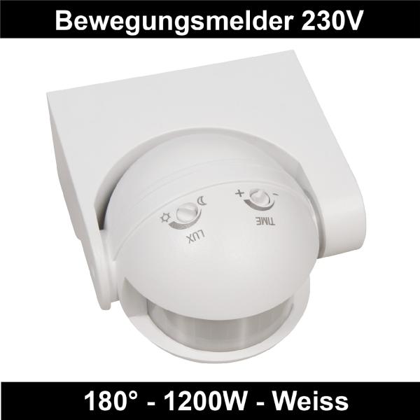 Bewegungsmelder 230V 180 Grad für LED Lampen bis 1200W