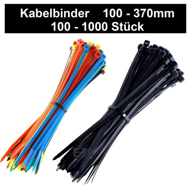 Kabelbinder 100 - 370mm in Schwarz 100 - 1000 Stück