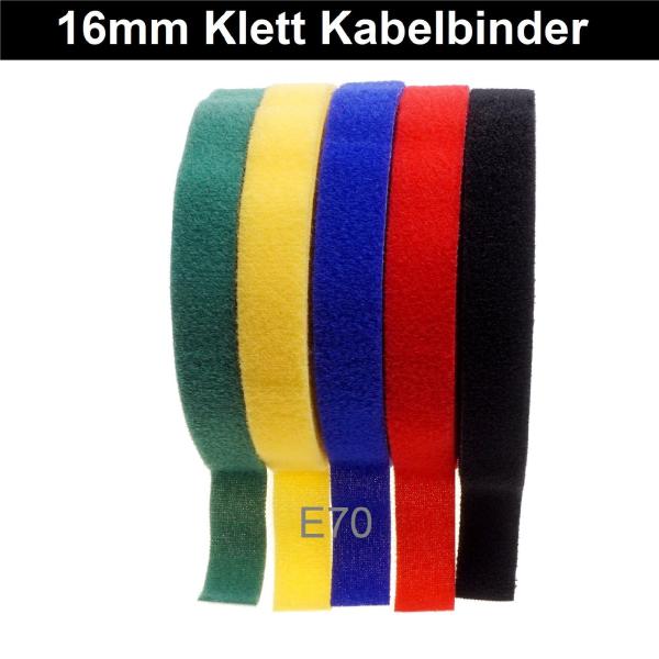 Klettkabelbinder 16mm beiseitig 4m Rot-Schwarz-Blau-Grün-Gelb klettband