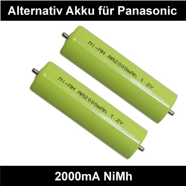 Akku 2000mA NiMh für Panasonic Haarschneider 2 Stück ER161 ER160 ER1610 ER1611 ER151