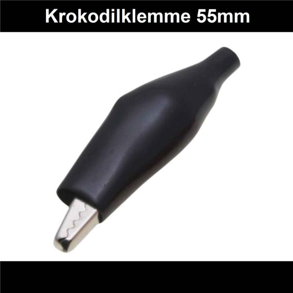 Krokodil Klemme 55mm lang  schwarz isoliert