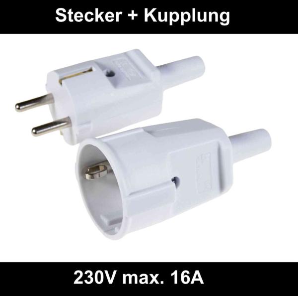 Netzstecker / Kupplung 250V 16A Schlagfeste Stecker