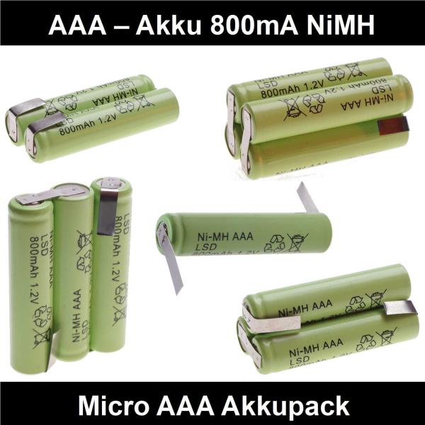 AAA Mikro Akku 1,2V -4,8V 800mA Akkupack