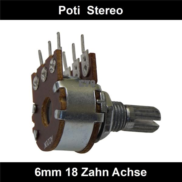 500k Ohm Poti Stereo log Potentiometer 6mm Achslänge 9mm Drehpotentiometer Regler