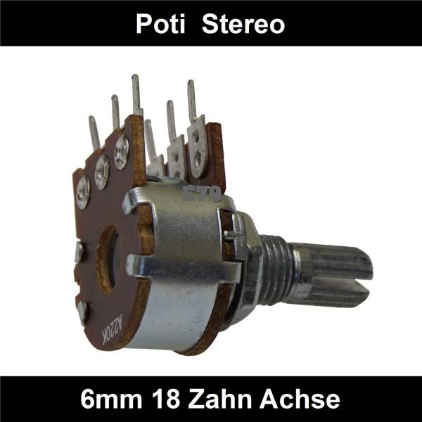 22k Ohm Poti Stereo lin Potentiometer 6mm Achslänge 9mm Drehpotentiometer Regler